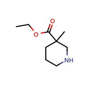 Chemical structure of ethyl 3-methylpiperidine-3-carboxylate , CAS 170843-43-3, AChemBlock Q65069