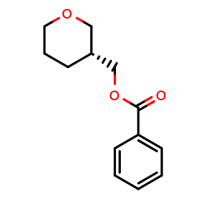 Chemical structure of (R)-(tetrahydro-2H-pyran-3-yl)methyl benzoate , CAS 1612884-82-8, AChemBlock Q65080