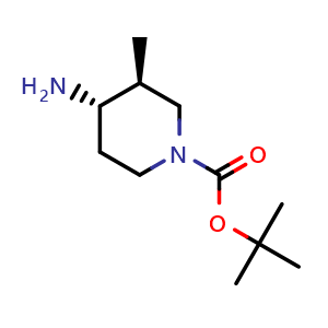 Chemical structure of tert-butyl (3S,4S)-4-amino-3-methylpiperidine-1-carboxylate , CAS 723308-59-6, AChemBlock Q65087