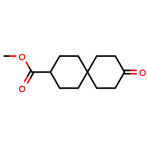 Chemical structure of methyl 9-oxospiro[5.5]undecane-3-carboxylate , CAS 2092559-82-3, AChemBlock Q65097
