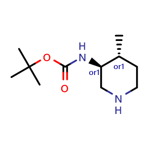 Chemical structure of tert-butyl N-[(3S,4R)-rel-4-methylpiperidin-3-yl]carbamate , CAS 250275-23-1, AChemBlock Q65157
