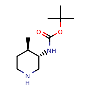 Chemical structure of tert-butyl ((3S,4R)-4-methylpiperidin-3-yl)carbamate , CAS 1821828-53-8, AChemBlock Q65158