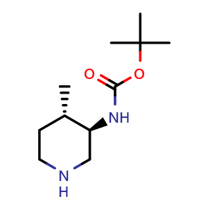 Chemical structure of tert-butyl ((3R,4S)-4-methylpiperidin-3-yl)carbamate , CAS 1270019-97-0, AChemBlock Q65159