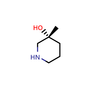 Chemical structure of (R)-3-methylpiperidin-3-ol , CAS 1200132-33-7, AChemBlock Q65190