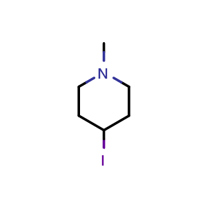 Chemical structure of 4-iodo-1-methylpiperidine , CAS 363593-53-7, AChemBlock Q65219