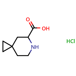 Chemical structure of 6-azaspiro[2.5]octane-5-carboxylic acid hydrochloride , CAS 2227204-75-1, AChemBlock Q65233