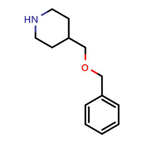 Chemical structure of 4-((benzyloxy)methyl)piperidine , CAS 37088-21-4, AChemBlock Q65245