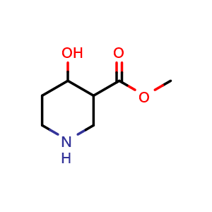 Chemical structure of methyl 4-hydroxypiperidine-3-carboxylate , CAS 959958-24-8, AChemBlock Q65269