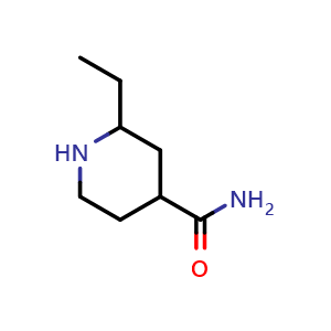 Chemical structure of 2-ethylpiperidine-4-carboxamide , CAS 1781917-63-2, AChemBlock Q65273