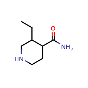 Chemical structure of 3-ethylpiperidine-4-carboxamide , CAS 1783427-63-3, AChemBlock Q65274