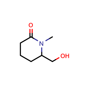 Chemical structure of 6-(hydroxymethyl)-1-methylpiperidin-2-one , CAS 20845-30-1, AChemBlock Q65296