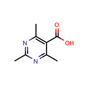 Chemical structure of 2,4,6-trimethylpyrimidine-5-carboxylic acid , CAS 108397-75-7, AChemBlock Q65315