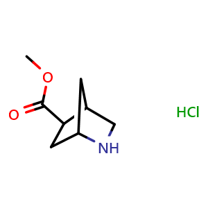 Chemical structure of methyl 2-azabicyclo[2.2.1]heptane-5-carboxylate hydrochloride , CAS 2241501-10-8, AChemBlock Q65317
