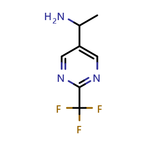 Chemical structure of 1-(2-(trifluoromethyl)pyrimidin-5-yl)ethan-1-amine , CAS 1538757-63-9, AChemBlock Q65331