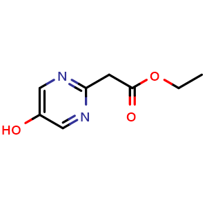 Chemical structure of ethyl 2-(5-hydroxypyrimidin-2-yl)acetate , CAS 948594-30-7, AChemBlock Q65341