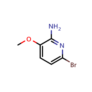 Chemical structure of 6-bromo-3-methoxypyridin-2-amine , CAS 916737-77-4, AChemBlock Q65385