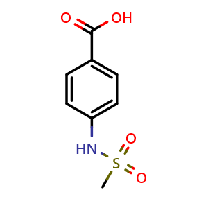 Chemical structure of 4-(methylsulfonamido)benzoic acid , CAS 7151-76-0, AChemBlock Q65396