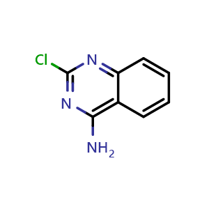 Chemical structure of 2-chloroquinazolin-4-amine , CAS 59870-43-8, AChemBlock Q65496