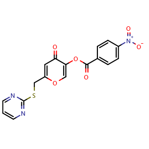 4-oxo-6-((pyrimidin-2-ylthio)methyl)-4H-pyran-3-yl 4-nitrobenzoate
