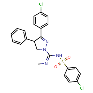 (E)-3-(4-chlorophenyl)-N-((4-chlorophenyl)sulfonyl)-N'-methyl-4-phenyl-4,5-dihydro-1H-pyrazole-1-carboximidamide
