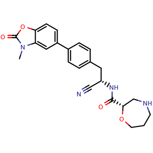 (S)-N-((S)-1-cyano-2-(4-(3-methyl-2-oxo-2,3-dihydrobenzo[d]oxazol-5-yl)phenyl)ethyl)-1,4-oxazepane-2-carboxamide