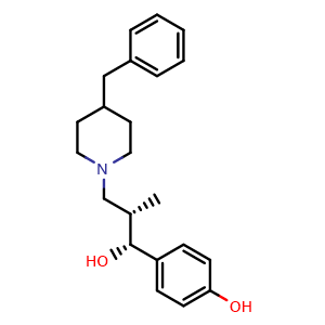 Chemical structure of 4-((1R,2S)-3-(4-benzylpiperidin-1-yl)-1-hydroxy-2-methylpropyl)phenol , CAS 169274-78-6, AChemBlock Q65537