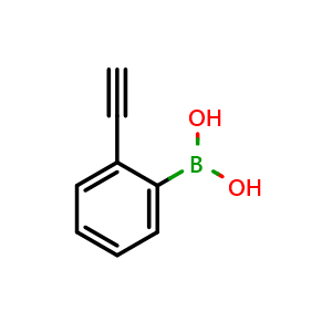 Chemical structure of (2-ethynylphenyl)boronic acid , CAS 905926-85-4, AChemBlock Q65557