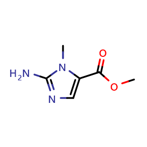 Chemical structure of methyl 2-amino-1-methyl-1H-imidazole-5-carboxylate , CAS 40361-77-1, AChemBlock Q65568