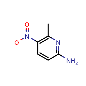 Chemical structure of 6-methyl-5-nitropyridin-2-amine , CAS 22280-62-2, AChemBlock Q65584