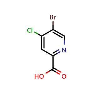 Chemical structure of 5-bromo-4-chloropicolinic acid , CAS 1060802-25-6, AChemBlock Q65591