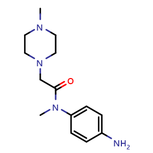 Chemical structure of N-(4-aminophenyl)-N-methyl-2-(4-methylpiperazin-1-yl)acetamide , CAS 262368-30-9, AChemBlock Q65597