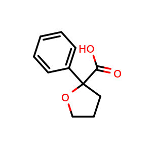 Chemical structure of 2-phenyltetrahydrofuran-2-carboxylic acid , CAS 19679-84-6, AChemBlock Q65635