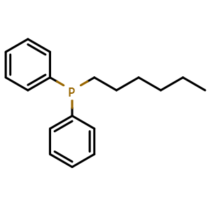 Chemical structure of hexyldiphenylphosphane , CAS 18298-00-5, AChemBlock Q65662