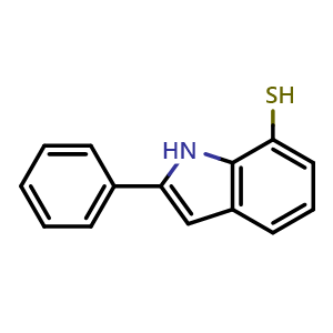 Chemical structure of 2-phenyl-1H-indole-7-thiol , CAS 2288710-54-1, AChemBlock Q65674
