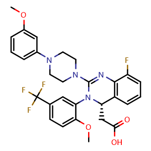 (S)-2-(8-fluoro-3-(2-methoxy-5-(trifluoromethyl)phenyl)-2-(4-(3-methoxyphenyl)piperazin-1-yl)-3,4-dihydroquinazolin-4-yl)acetic acid