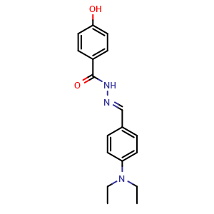Chemical structure of (E)-N'-(4-(diethylamino)benzylidene)-4-hydroxybenzohydrazide , CAS 95167-41-2, AChemBlock Q65685