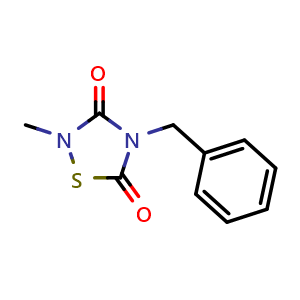 Chemical structure of 4-benzyl-2-methyl-1,2,4-thiadiazolidine-3,5-dione , CAS 327036-89-5, AChemBlock Q65700