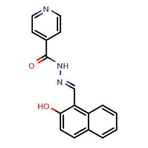 Chemical structure of (E)-N'-((2-hydroxynaphthalen-1-yl)methylene)isonicotinohydrazide , CAS 796-42-9, AChemBlock Q65703