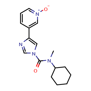 Chemical structure of 3-(1-(cyclohexyl(methyl)carbamoyl)-1H-imidazol-4-yl)pyridine 1-oxide , CAS 1233855-46-3, AChemBlock Q65741