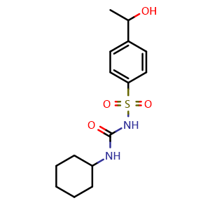 Chemical structure of N-(cyclohexylcarbamoyl)-4-(1-hydroxyethyl)benzenesulfonamide , CAS 3168-01-2, AChemBlock Q65766