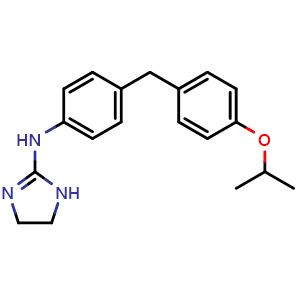 Chemical structure of N-(4-(4-isopropoxybenzyl)phenyl)-4,5-dihydro-1H-imidazol-2-amine , CAS 221529-58-4, AChemBlock Q65768
