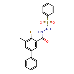 Chemical structure of N'-(4-fluoro-5-methyl-[1,1'-biphenyl]-3-carbonyl)benzenesulfonohydrazide , CAS 2055397-18-5, AChemBlock Q65773