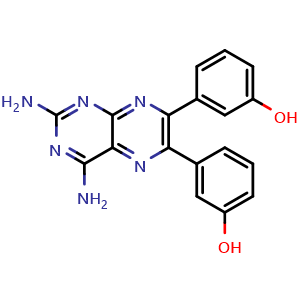 Chemical structure of 3,3'-(2,4-diaminopteridine-6,7-diyl)diphenol , CAS 677297-51-7, AChemBlock Q65794