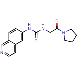 Chemical structure of 1-(isoquinolin-6-yl)-3-(2-oxo-2-(pyrrolidin-1-yl)ethyl)urea , CAS 1687736-54-4, AChemBlock Q65800