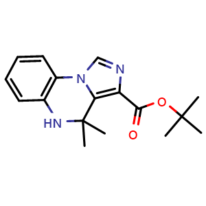 Chemical structure of tert-butyl 4,4-dimethyl-4,5-dihydroimidazo[1,5-a]quinoxaline-3-carboxylate , CAS 152273-12-6, AChemBlock Q65802