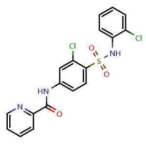 Chemical structure of N-(3-chloro-4-(N-(2-chlorophenyl)sulfamoyl)phenyl)picolinamide , CAS 1246086-78-1, AChemBlock Q65809