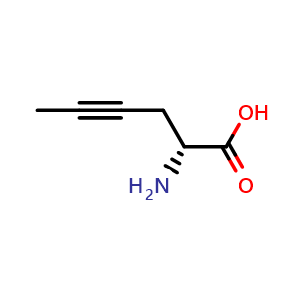 Chemical structure of (R)-2-aminohex-4-ynoic acid , CAS 346707-82-2, AChemBlock Q65835