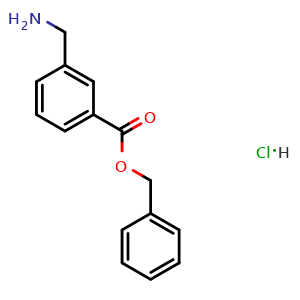 Chemical structure of benzyl 3-(aminomethyl)benzoate hydrochloride , CAS 1251924-33-0, AChemBlock Q65868