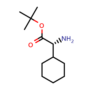 Chemical structure of tert-butyl (R)-2-amino-2-cyclohexylacetate , CAS 313979-48-5, AChemBlock Q65877