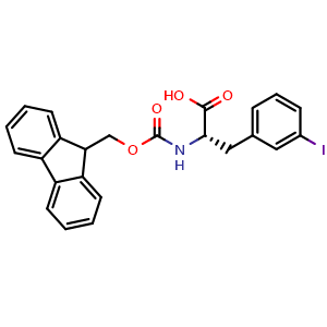 Chemical structure of (S)-2-((((9H-fluoren-9-yl)methoxy)carbonyl)amino)-3-(3-iodophenyl)propanoic acid , CAS 210282-31-8, AChemBlock Q65885
